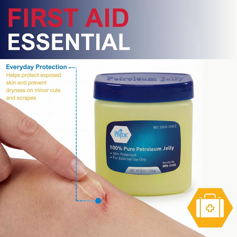 Medpride 100% Pure White Petroleum Jelly – 8 oz Skin Protectant & Moisturizing Ointment for Dry Skin, Rashes, Burns, Wounds, Chapped Lips & Diaper Rash – Fragrance Free, Hypoallergenic Family Jar - Image 2